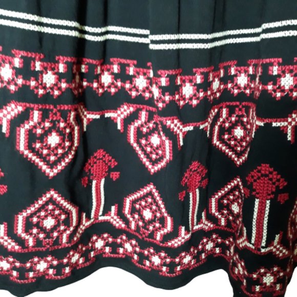 Flying Tomato Blouse Tunic mini Dress black embroidered cross stitch Size M - Picture 6 of 9